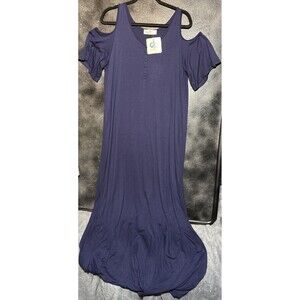 Infinity Raine Long Maxi Dress Navy Cold Shoulder Women's Size M NWT Summer Fall